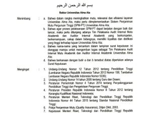 SK Pengangkatan Tim Pelaksana Audit Internal Mutu Akademik dan Audit Internal 2023